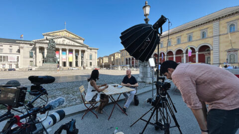 Camera crew filming